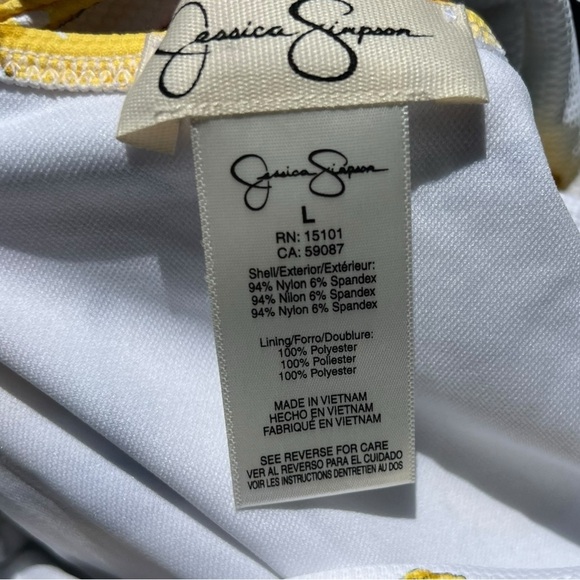 🌻NEW Jessica Simpson Lemons High Waisted Tie Back Bikini Bottom Size Large - Picture 8 of 9